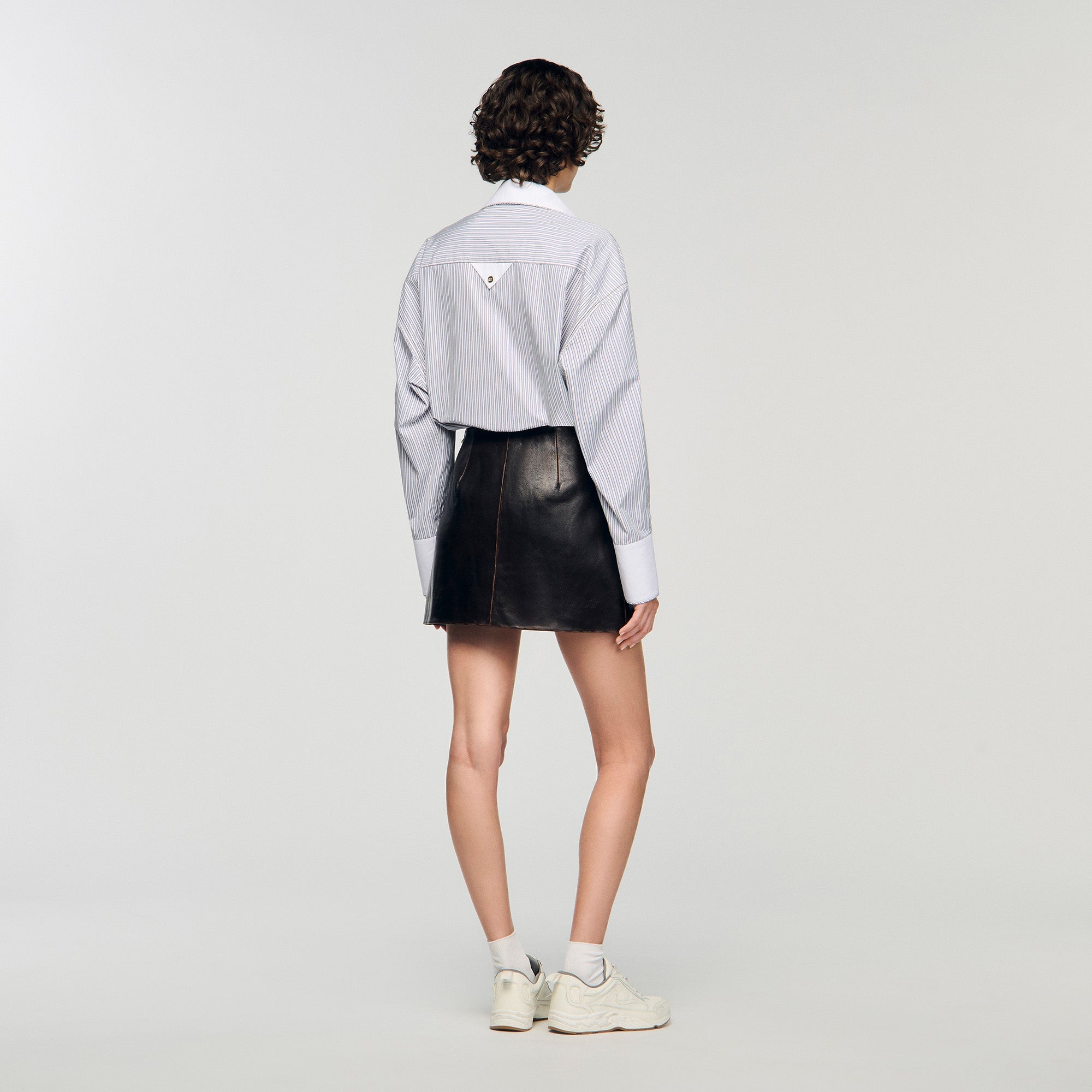 Camilla Short Aged Leather Skirt Brown