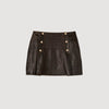 Camilla Short Aged Leather Skirt Brown