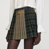 Oliviana Short Checked Pleated Skirt Ocher / Blue
