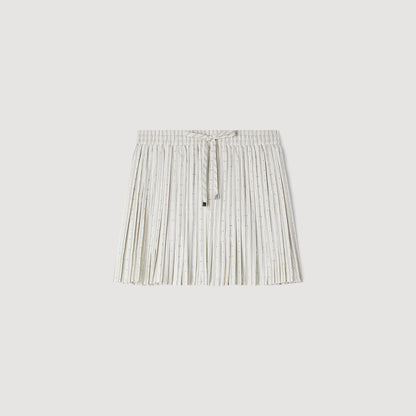 Capucine Short Rhinestone Striped Skirt Ecru