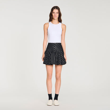 Jaima Short Striped Sequin Skirt Black / White