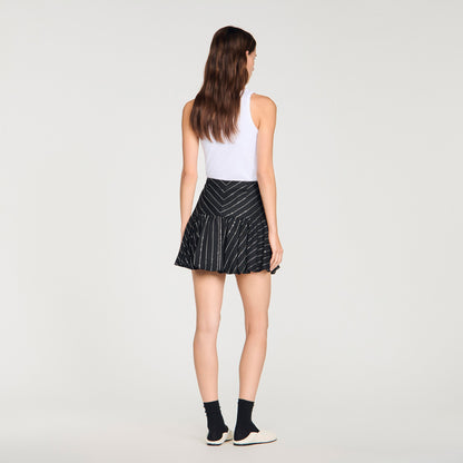 Jaima Short Striped Sequin Skirt Black / White