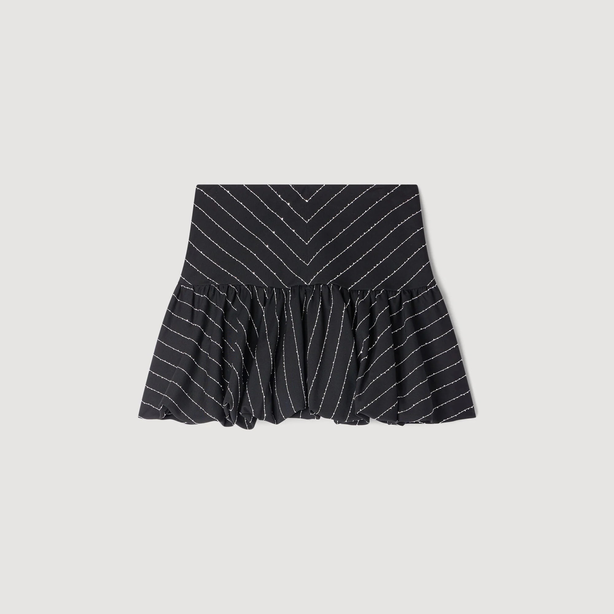 Jaima Short Striped Sequin Skirt Black / White