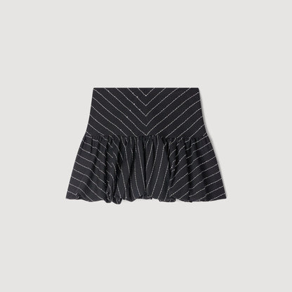 Jaima Short Striped Sequin Skirt Black / White
