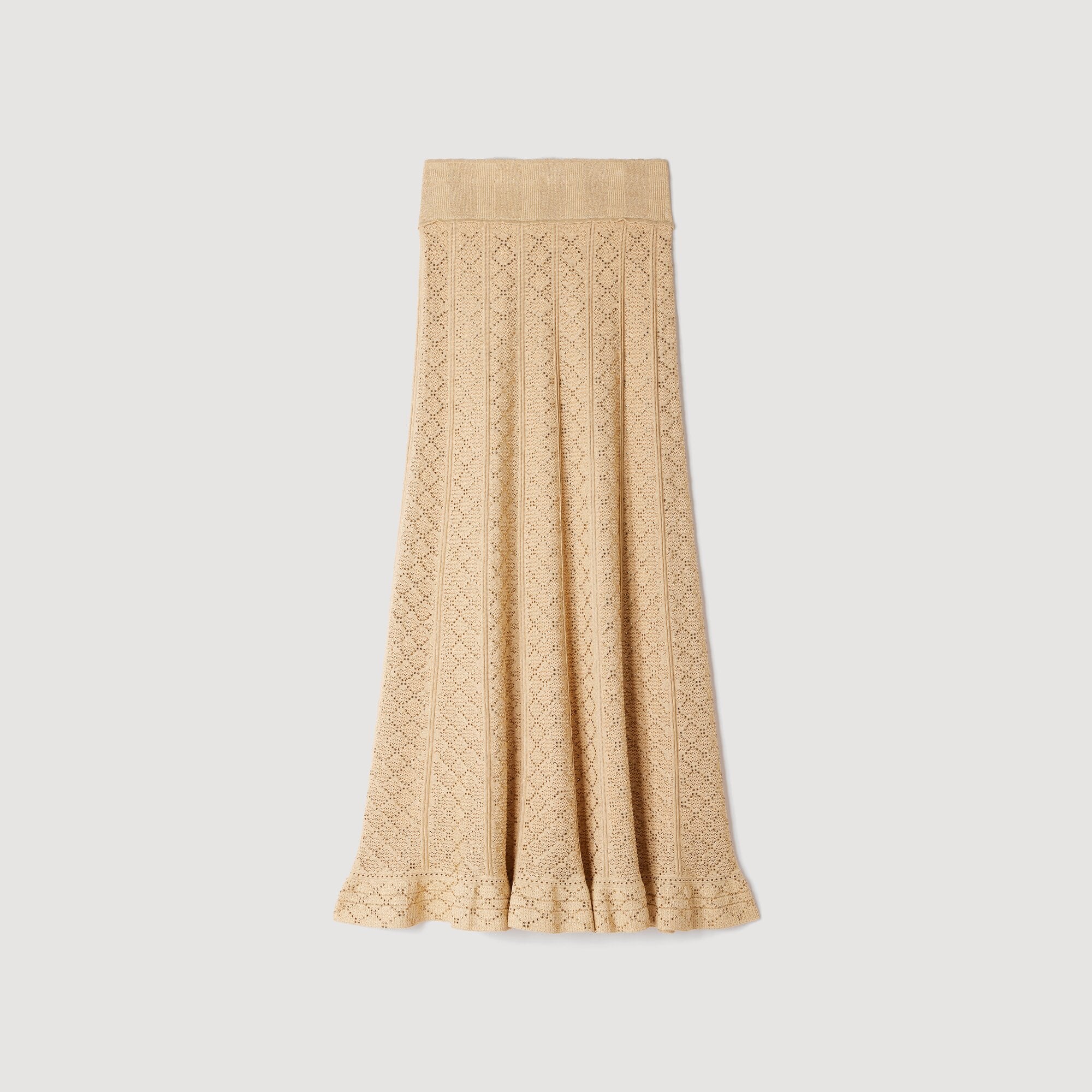 Leslie Long rhinestone knit skirt Vanilla