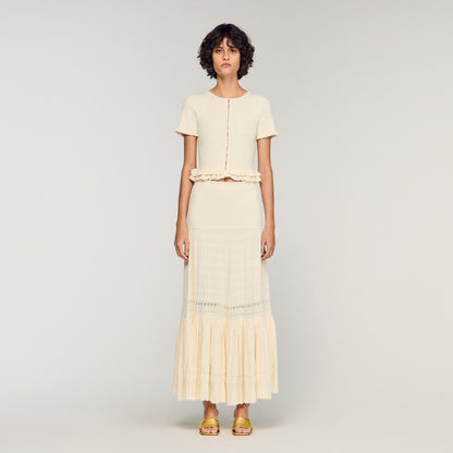 Long Knit Skirt Ecru