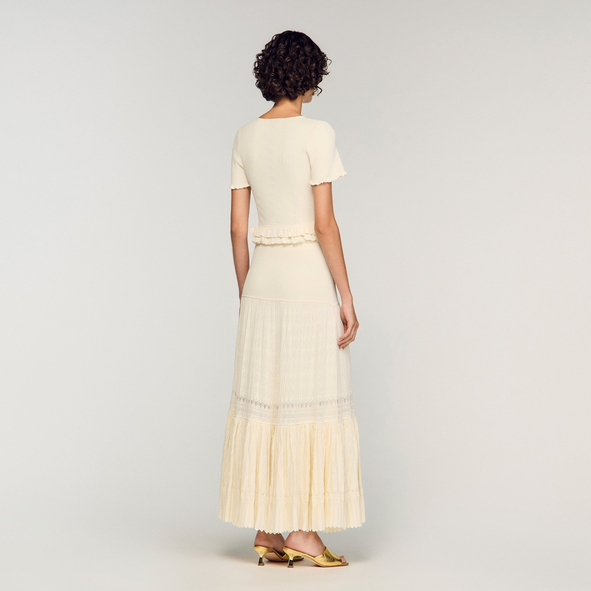 Long Knit Skirt Ecru