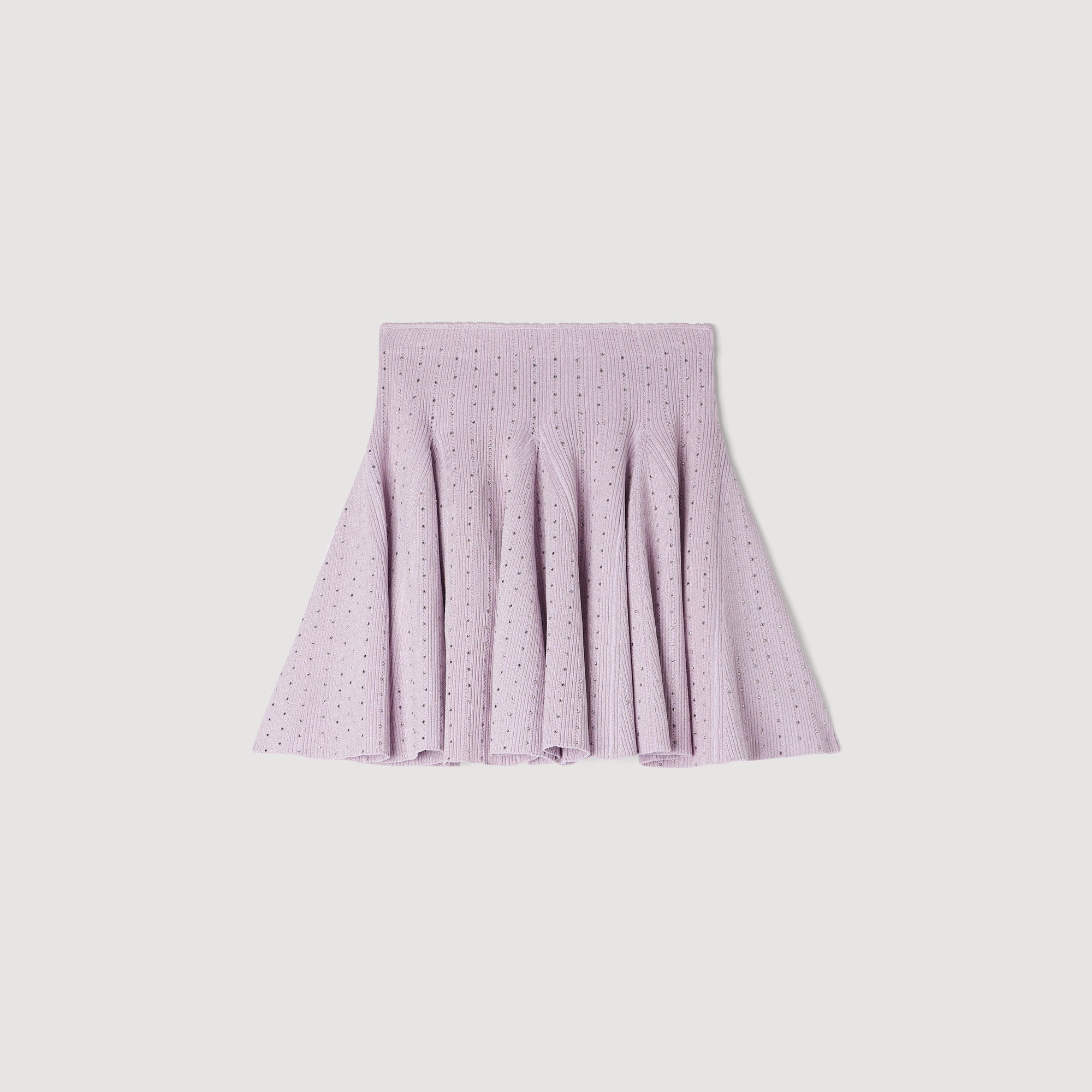 Tea Short Rhinestone Knit Skirt Mauve