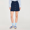 Candice Short Ribbed Skirt With Press Studs Navy Blue