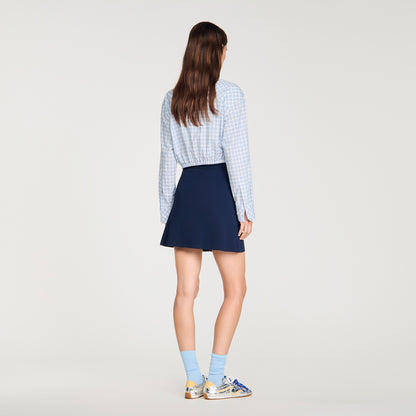 Candice Short Ribbed Skirt With Press Studs Navy Blue