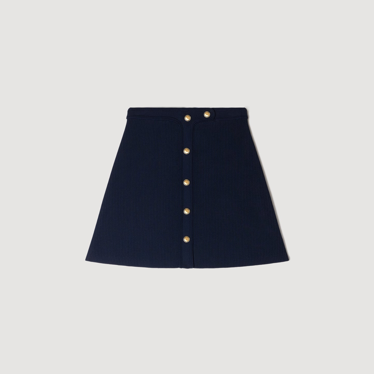 Candice Short Ribbed Skirt With Press Studs Navy Blue