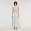 Lucia Rhinestone Striped Long Skirt Blue