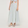 Lucia Rhinestone Striped Long Skirt Blue