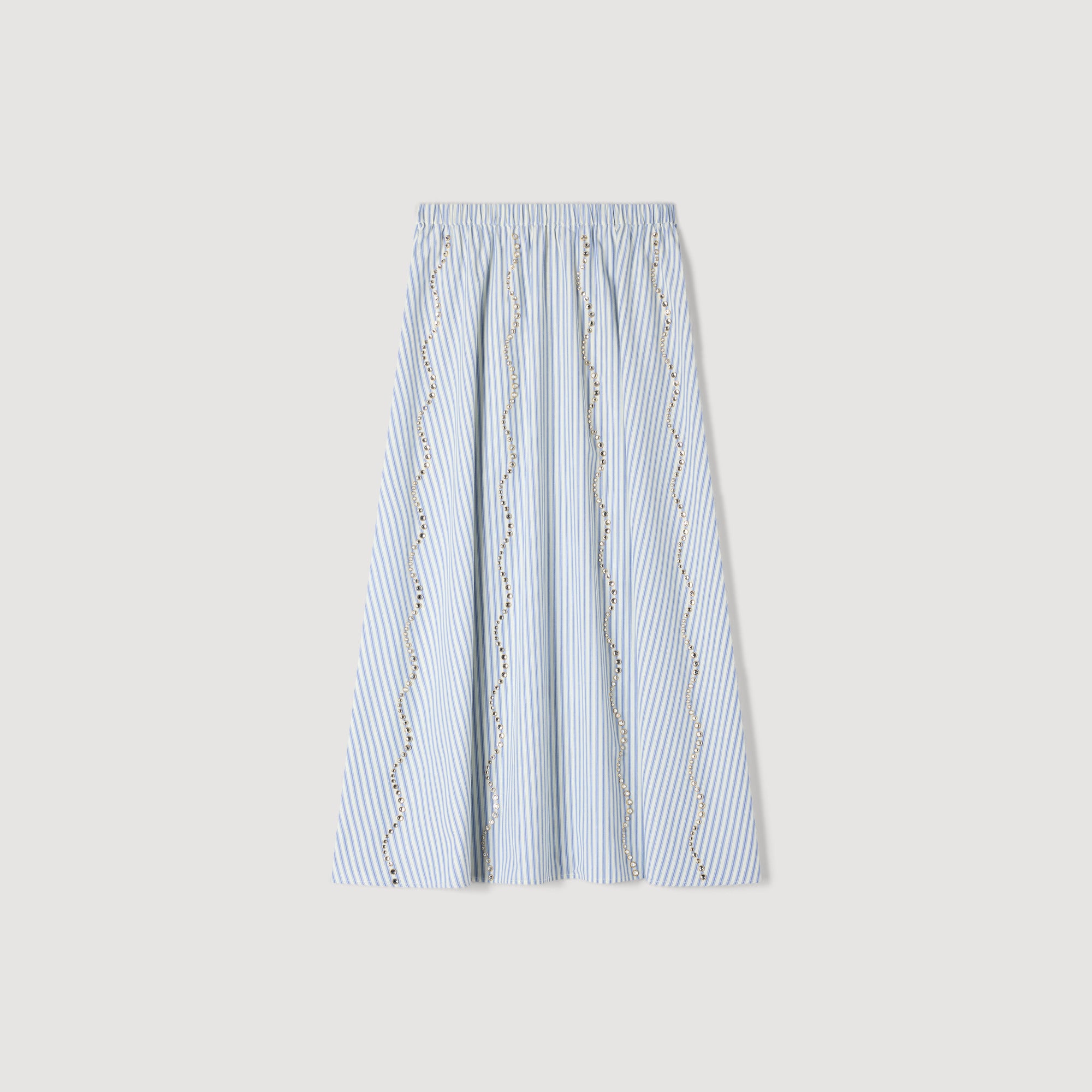 Lucia Rhinestone Striped Long Skirt Blue