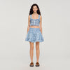 Rosie Short Gingham Linen Skirt BLU / WHITE