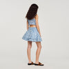 Rosie Short Gingham Linen Skirt BLU / WHITE