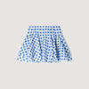 Rosie Short Gingham Linen Skirt Blu / White