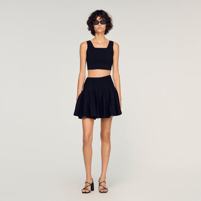 Bamby Short Knit Godet Skirt Black