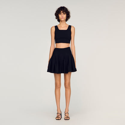 Bamby Short Knit Godet Skirt Black