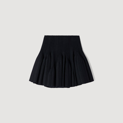 Bamby Short Knit Godet Skirt Black