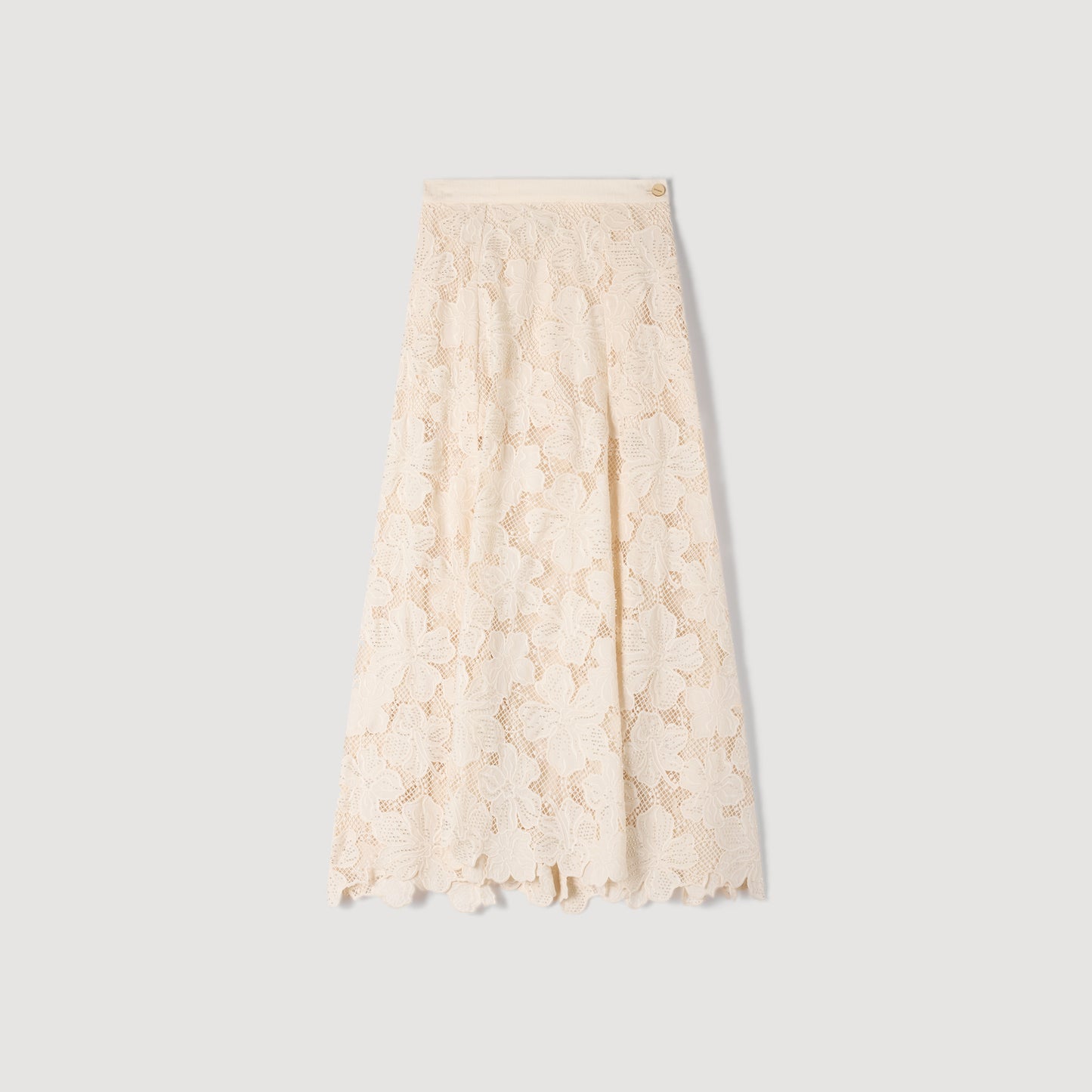 Amaya Long Guipure Skirt Ecru