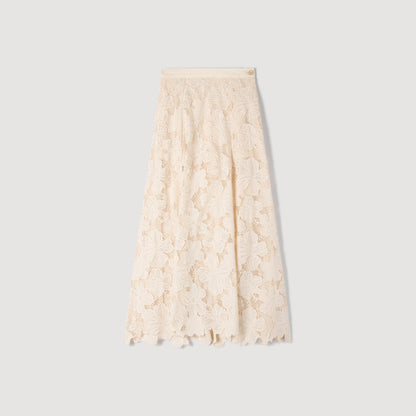 Amaya Long Guipure Skirt Ecru