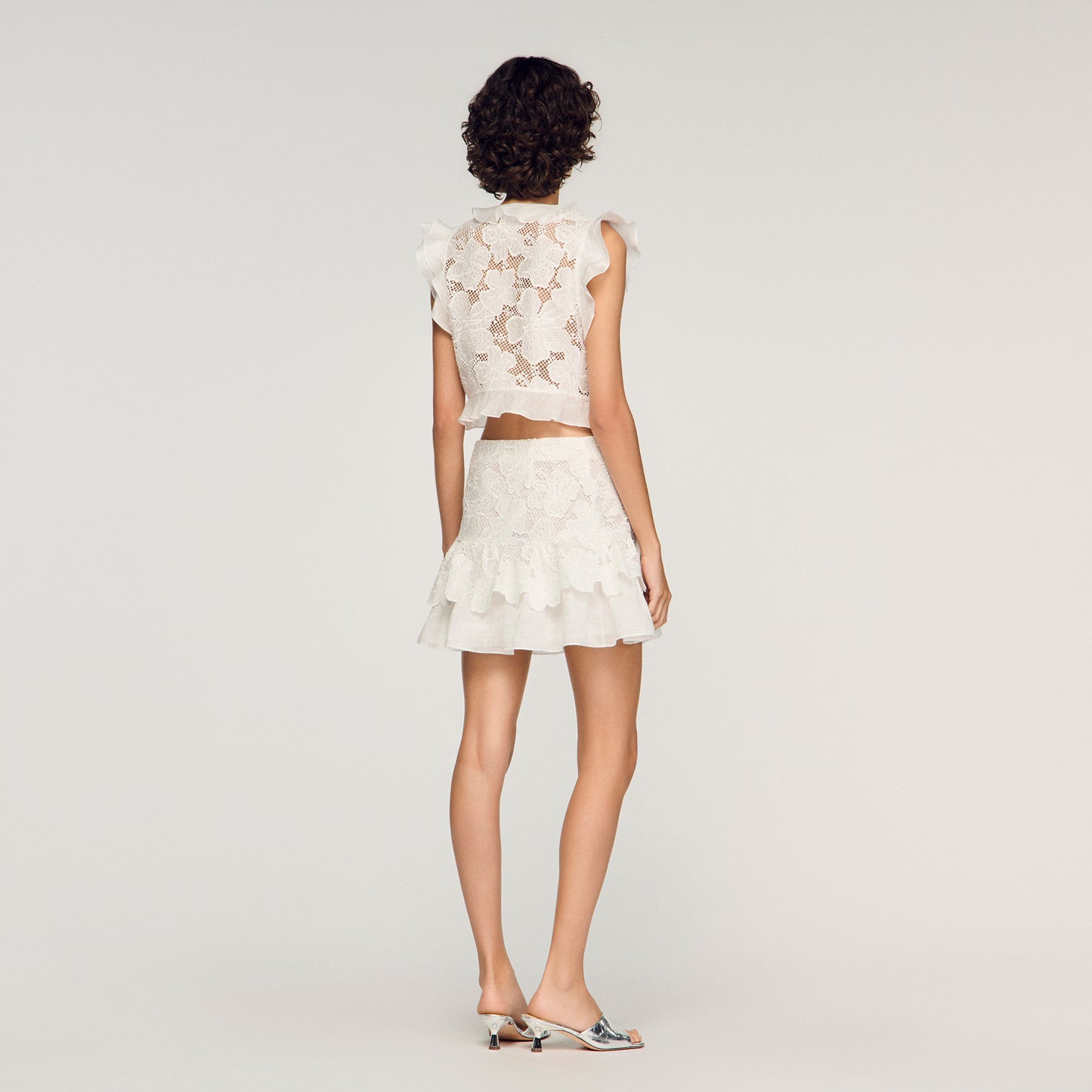 Nayla Short Guipure Skirt White