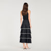 Pulco Long Ruffled Rhinestone Skirt BLACK