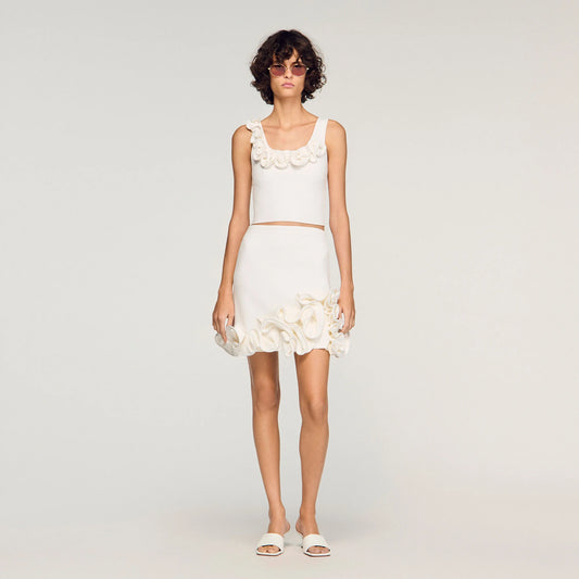 Corolle Short Floral Knit Skirt White