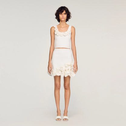 Corolle Short Floral Knit Skirt White