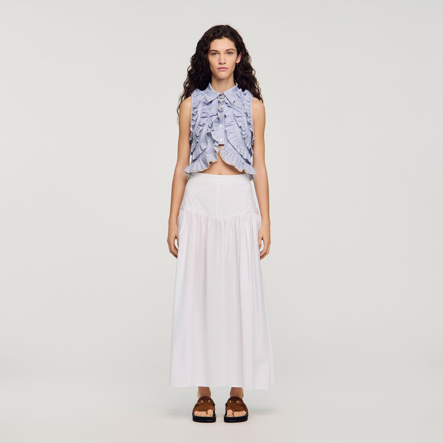 Aleonor Long Poplin Skirt With Ties WHITE