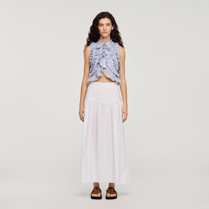 Aleonor Long Poplin Skirt With Ties WHITE