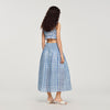 Poppy Long Gingham Linen Skirt BLU / WHITE