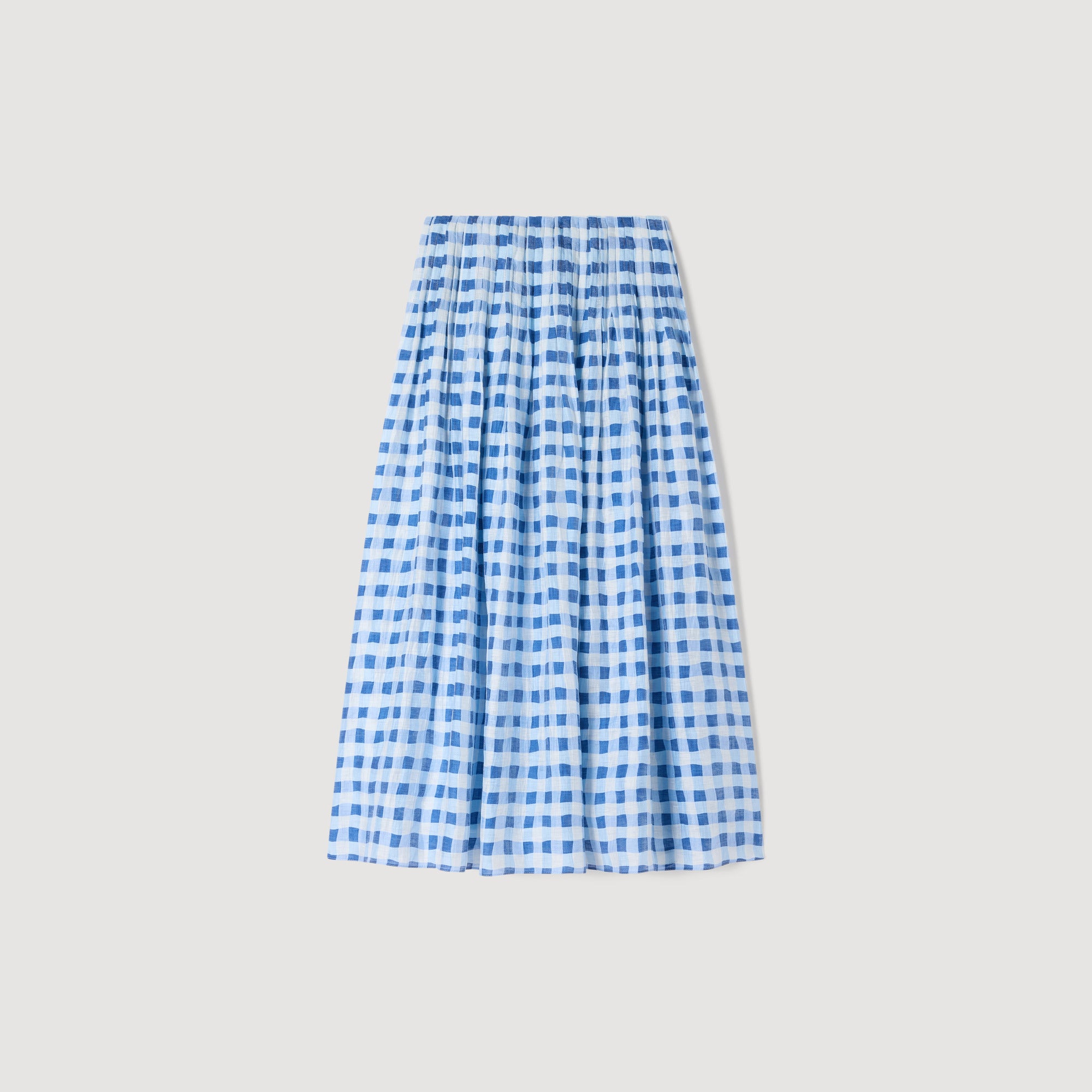 Poppy Long Gingham Linen Skirt BLU / WHITE