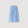 Poppy Long Gingham Linen Skirt BLU / WHITE
