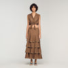 Long Ruffled Rhinestone Skirt Brown
