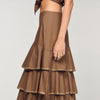 Long Ruffled Rhinestone Skirt Brown