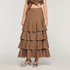 Long Ruffled Rhinestone Skirt Brown