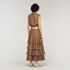 Long Ruffled Rhinestone Skirt Brown