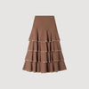 Telia Long Ruffled Rhinestone Skirt Brown