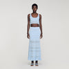 Andriane Pointelle Knit Maxi Skirt Sky Blue