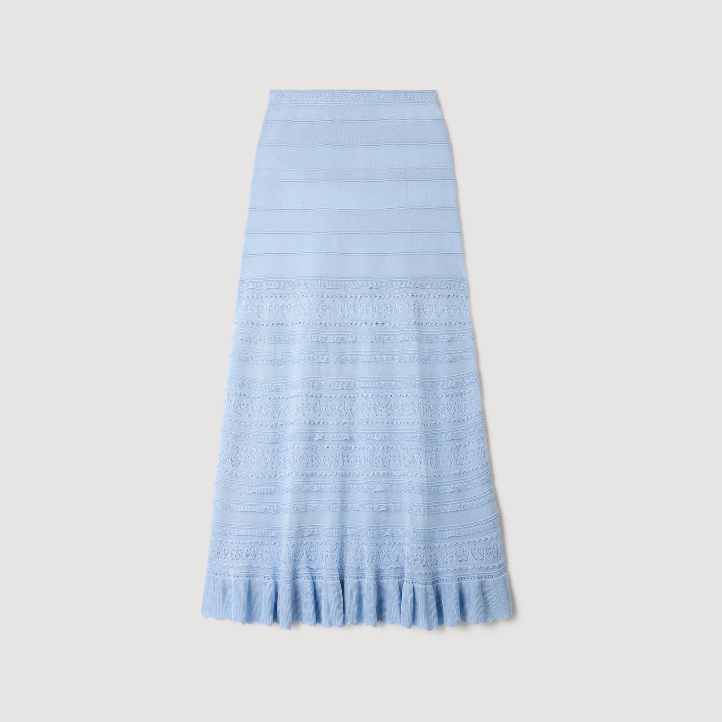 Andriane Pointelle Knit Maxi Skirt Sky Blue
