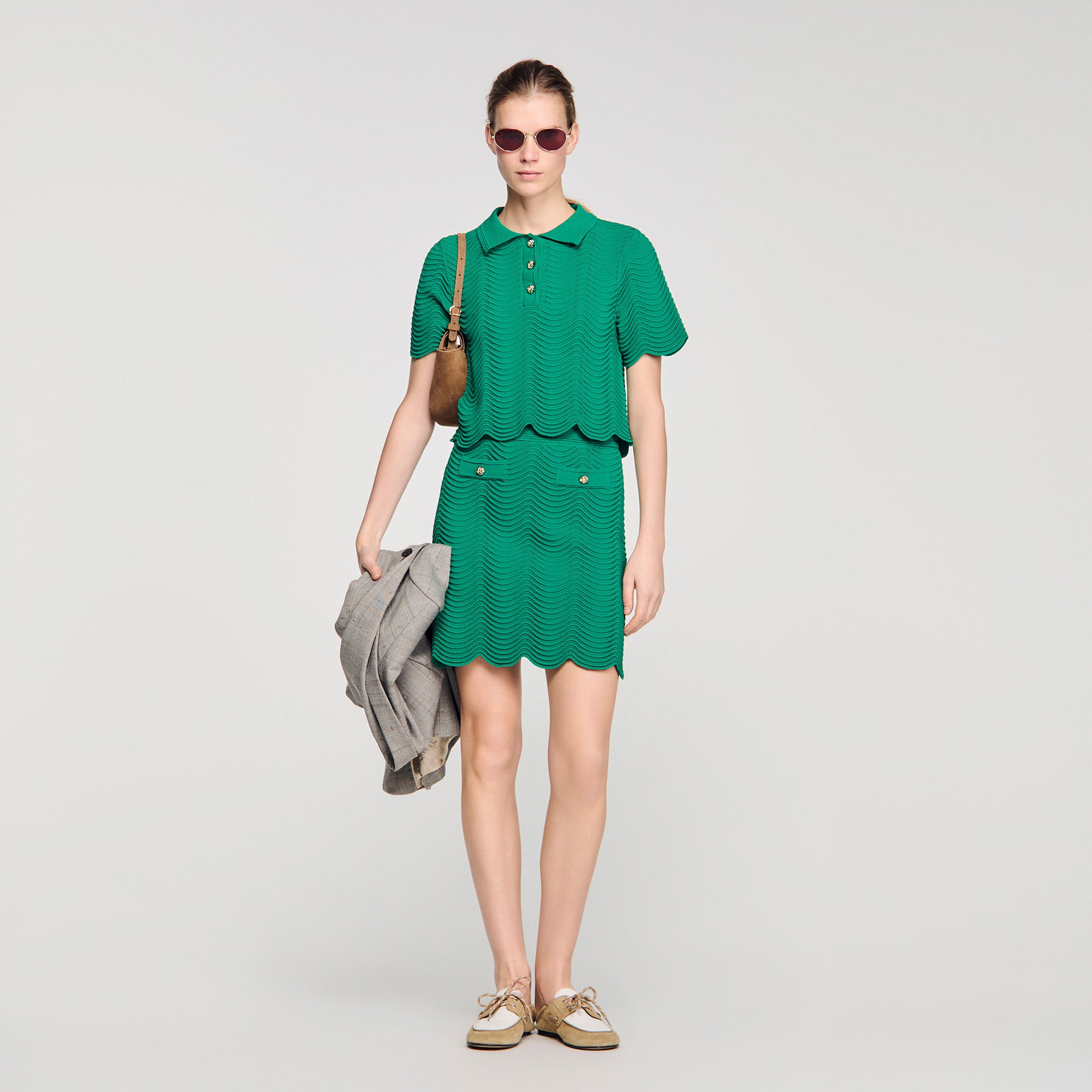 Bamba Short Decorative Knit Skirt EMEURAUDE GREEN