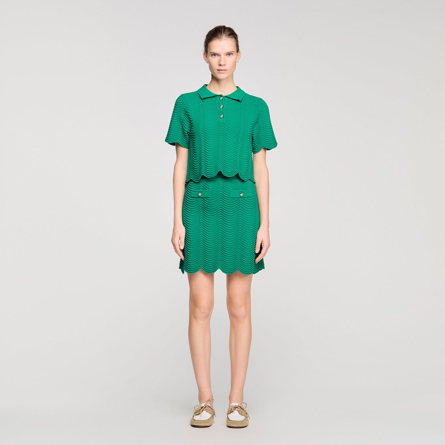 Bamba Short Decorative Knit Skirt EMEURAUDE GREEN
