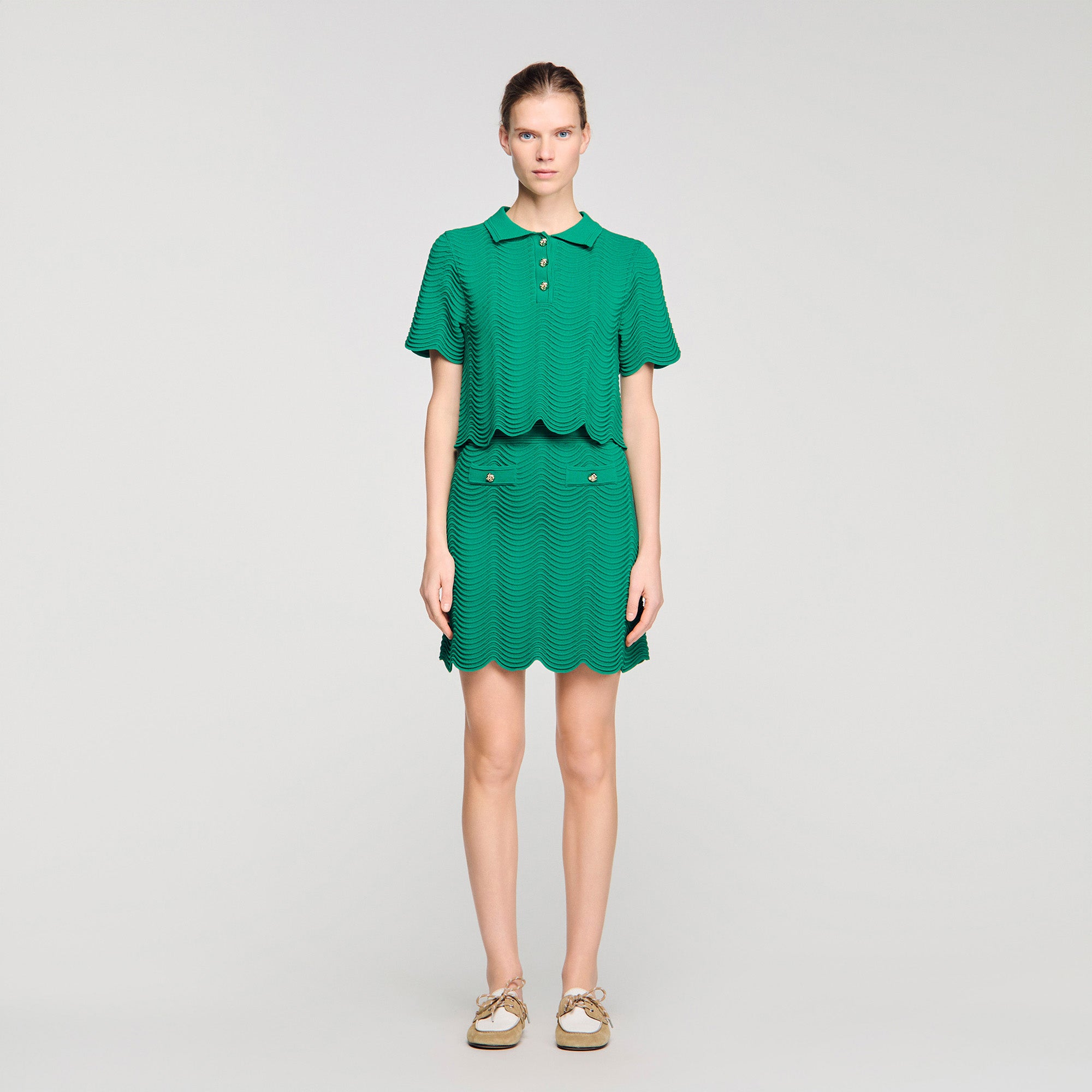 Bamba Short Decorative Knit Skirt EMEURAUDE GREEN