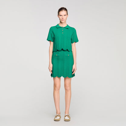 Bamba Short Decorative Knit Skirt EMEURAUDE GREEN