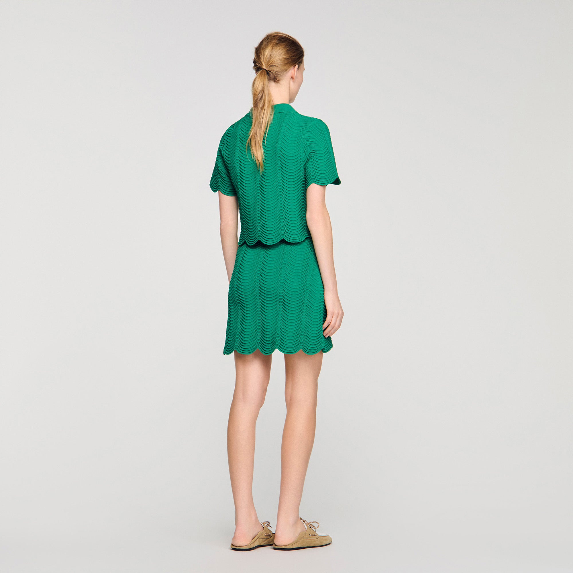 Bamba Short Decorative Knit Skirt Emeuraude Green