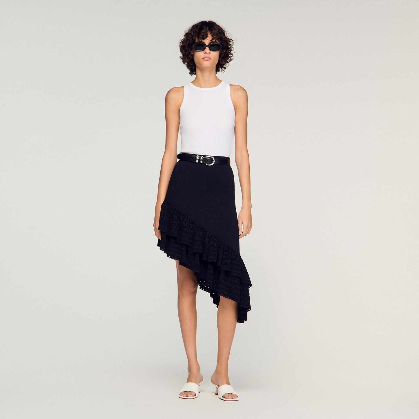 Chiara Asymmetrical Knit Skirt Black
