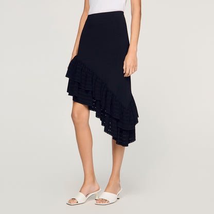 Chiara Asymmetrical Knit Skirt Black