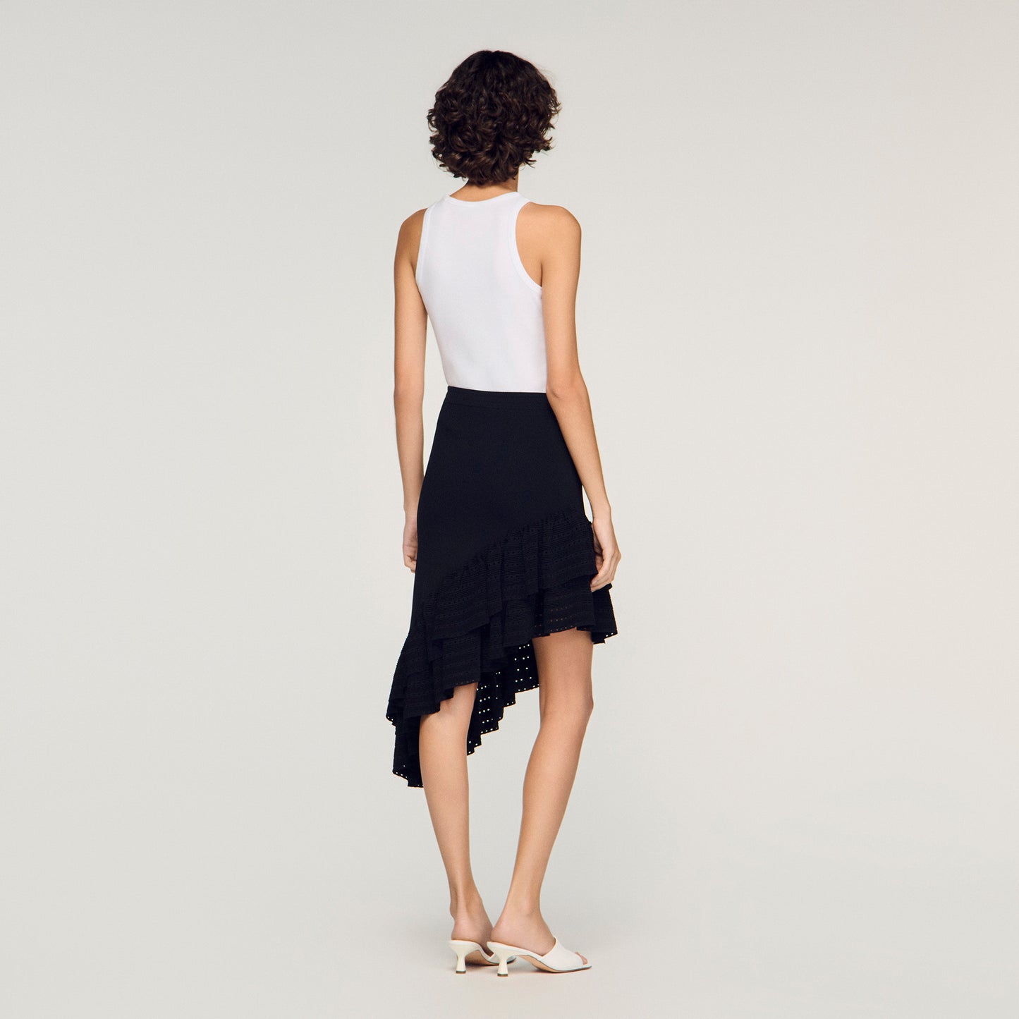 Chiara Asymmetrical Knit Skirt Black